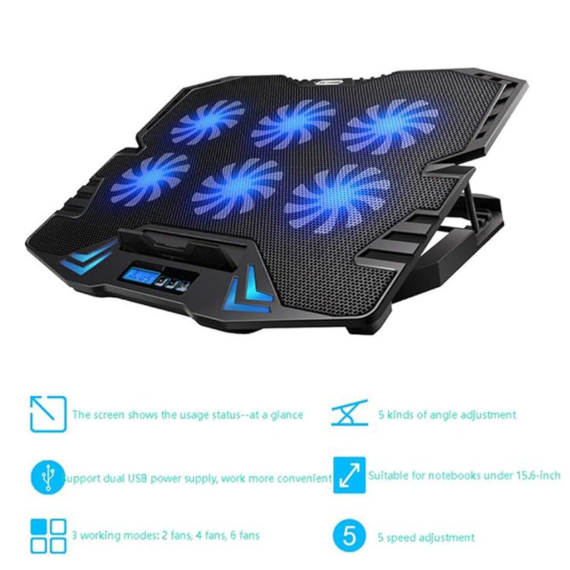 پایه خنک کننده لپ تاپ آیس کول مدل BLUE LIGHT6FAN کد GAMMING
