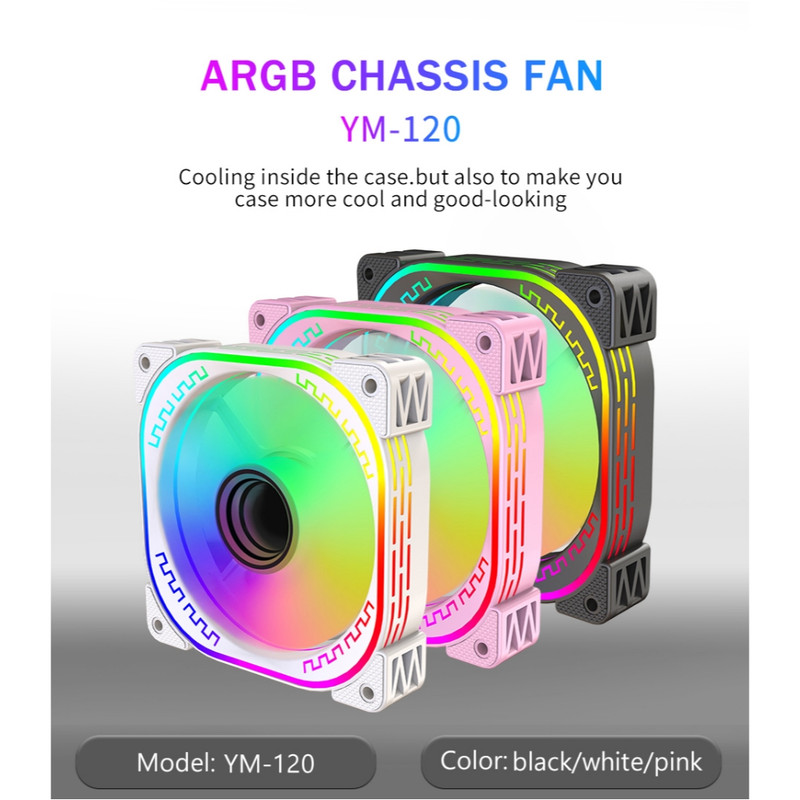 فن کیس لاوینگ کول مدل YM-1200 BLACK-ARGB-single package