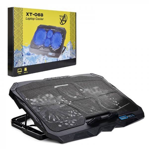 پایه خنککننده لپتاپ ایکس فورتک مدل xt-068 دارای چهار عدد فن مناسب برای لپ تاپهای 12 تا 17 اینچی