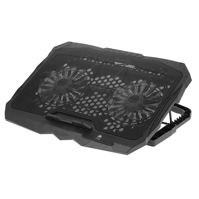 پایه خنککننده لپتاپ پی نت مدل p705 دارای دو عدد فن مناسب برای لپ تاپهای 16 تا 17 اینچی، 14.1 تا 15.6 اینچی، 13.1 تا 14 اینچی