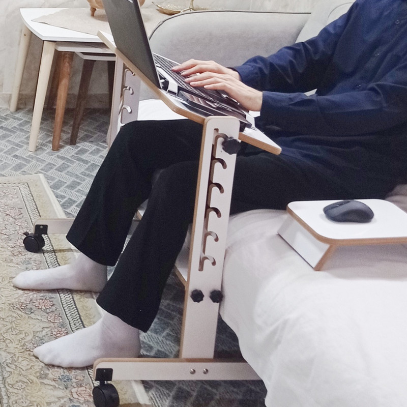 میز نگهدارنده لپ تاپ و موبایل و کتاب مدل C2 چرخ دار بدون فن مناسب برای لپ تاپ های 15 اینچی و بزرگتر