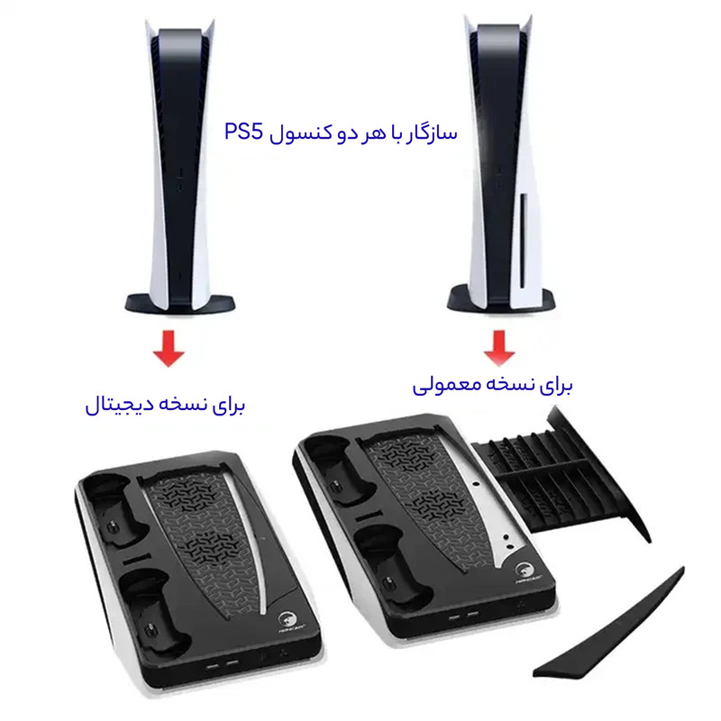 پایه شارژر و استند نگه دارنده دسته بازی پلی استیشن 5 هونکم مدل HC-A3799