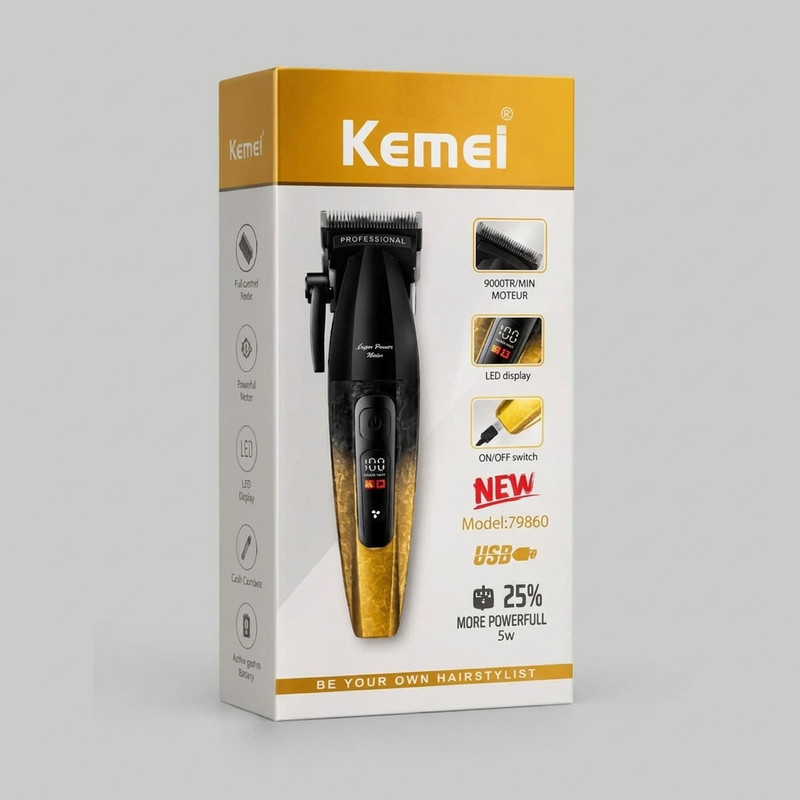 ماشین اصلاح شارژی سرو صورت کیمی مدل 9000TR وزن 330گرم با تیغه تیتانیوم و صفحه نمایشگر و باطری قابل شارژ
