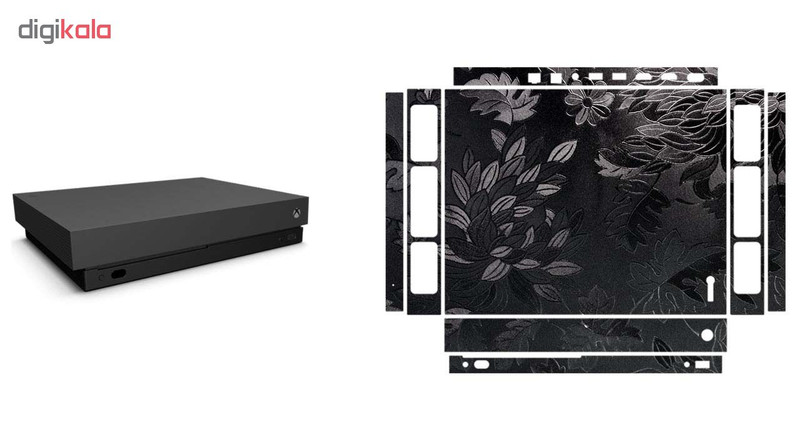 برچسب ماهوت مدل Black Wild-flowers Texture مناسب کنسول بازی Xbox One X