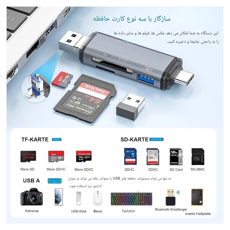 کارتخوان 6 پورت مجنتیک مدل ADS-306
