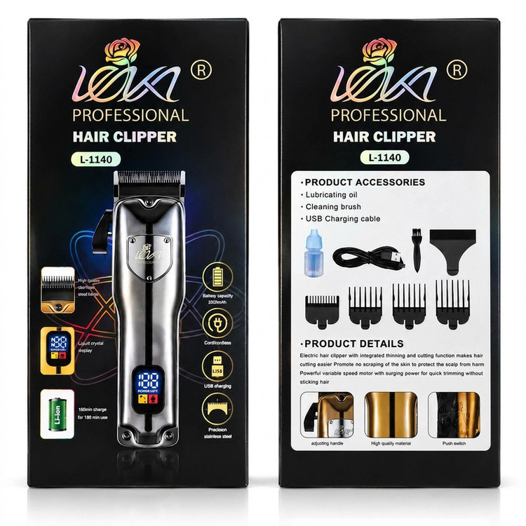 ماشین اصلاح موی سر شارژی لنکا مدل L-1140 وزن 400 گرم، با باتری 2000mAh و نمایشگر LED