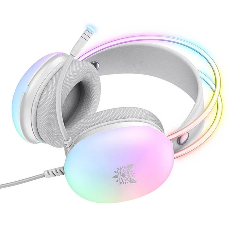 هدست گیمینگ اونیکوما مدل X25 RGB با نویز کنسلینگ میکروفون (ENC)، بدون قابلیت شارژ، اتصال از طریق جک 3.5 میلی متری صدا، دارای دکمه قطع و وصل میکروفون و دکمه کنترل صدا، طراحی ارگونومیک و بالشتکهای نرم و قابل تنظیم، مقاوم در برابر رطوبت و عرق