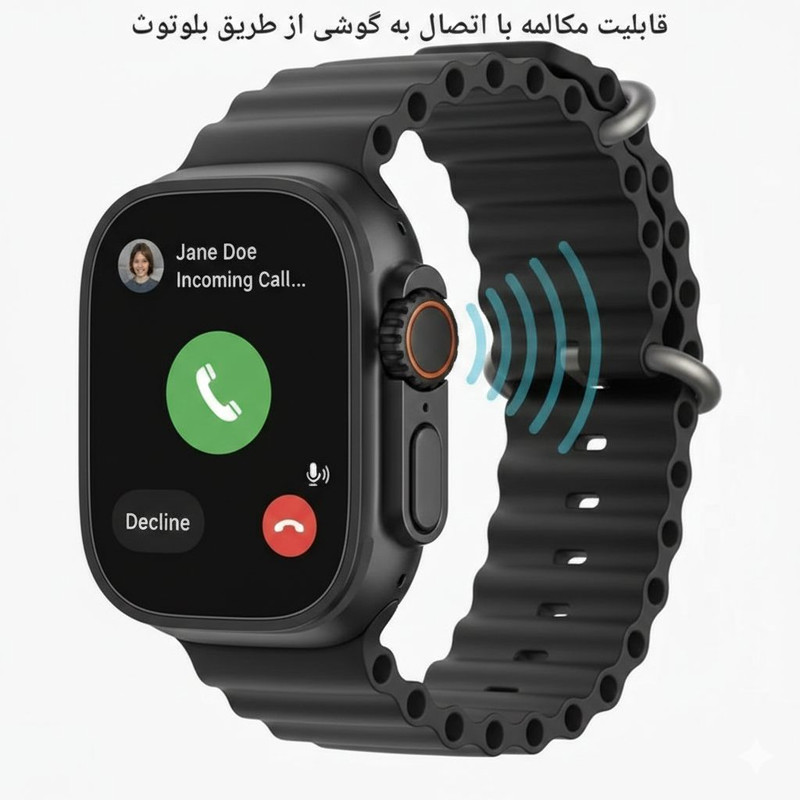 ساعت هوشمند 49 میلیمتری مفیت پلاس مدل 1+7 با بند سیلیکونی به همراه هدفون بلوتوثی