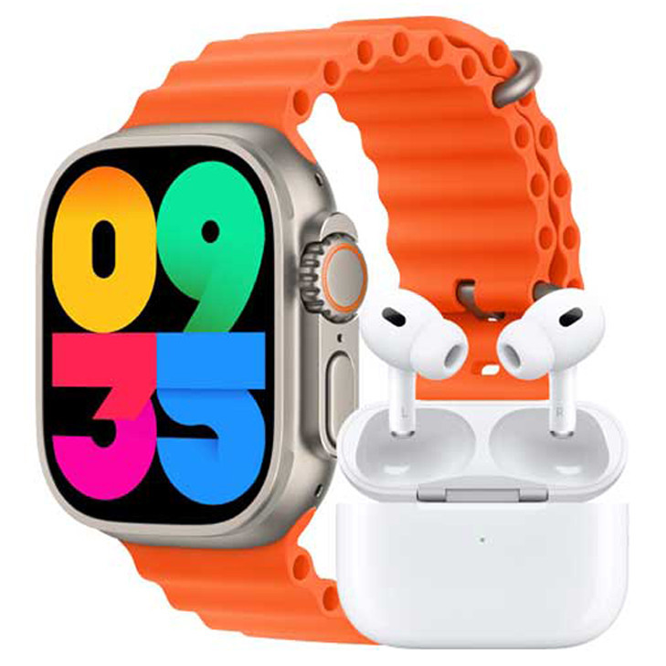 ساعت هوشمند ورنا مدل W49 Ultra with airpod pro دارای قابلیت های کنترل موسیقی (Music Player)، قابلیت مکالمه از طریق بلوتوث، پشتیبانی از زبان فارسی در منو و سیستمعامل بند سیلیکون