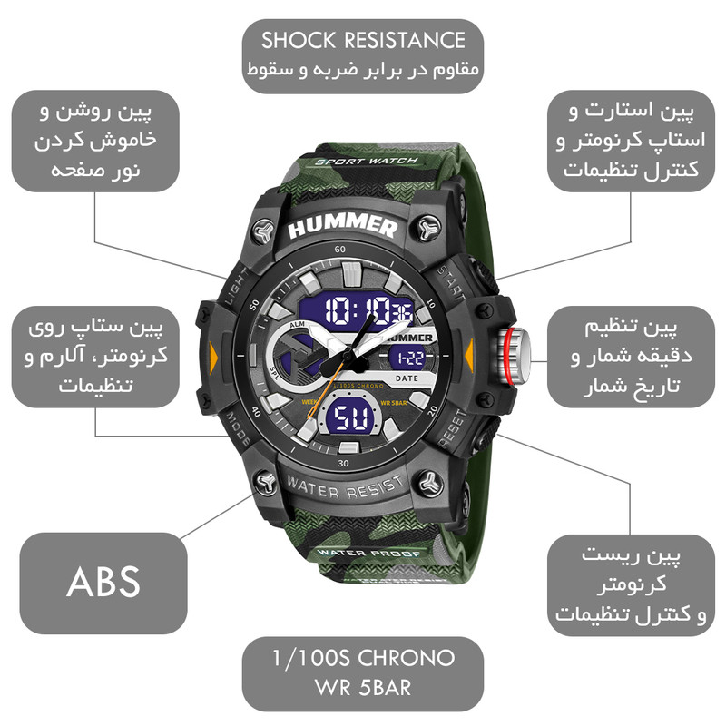 ساعت مچی عقربهای کوارتز مردانه هامر مدل HM1440-C5