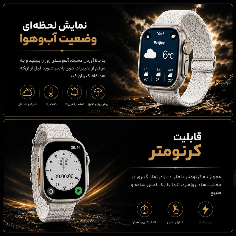 ساعت هوشمند 49 میلی متری مدل XY 10 MAX با بند پارچه ای