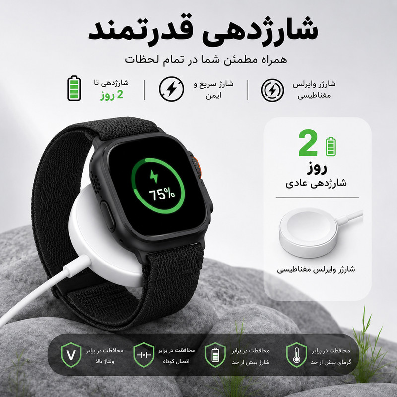 ساعت هوشمند ۴۹ میلی متری لیواکس مدل H13 با بند پارچه ای