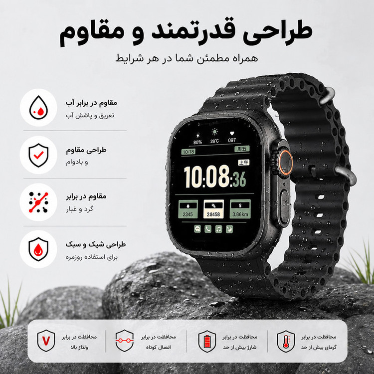 ساعت هوشمند ۴۹ میلی متری لیواکس مدل H13 با بند پارچه ای