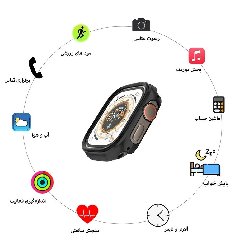 ساعت هوشمند 45 میلی متری مدل KW80 Ultra با بند سیلیکونی