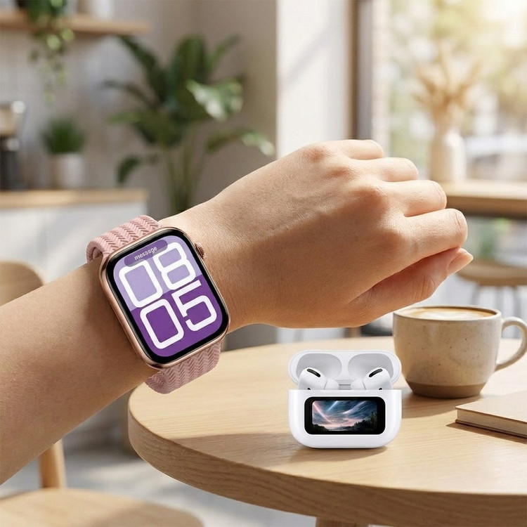 ساعت هوشمند 46 میلی متری ام ای 24 مدل 7Straps با بند سیلیکونی به همراه هدفون بلوتوثی