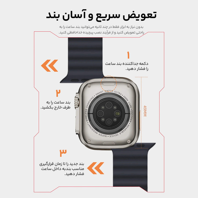 ساعت هوشمند 49 میلی متری هیوامی مدل Ultra Vero با بند سیلیکونی