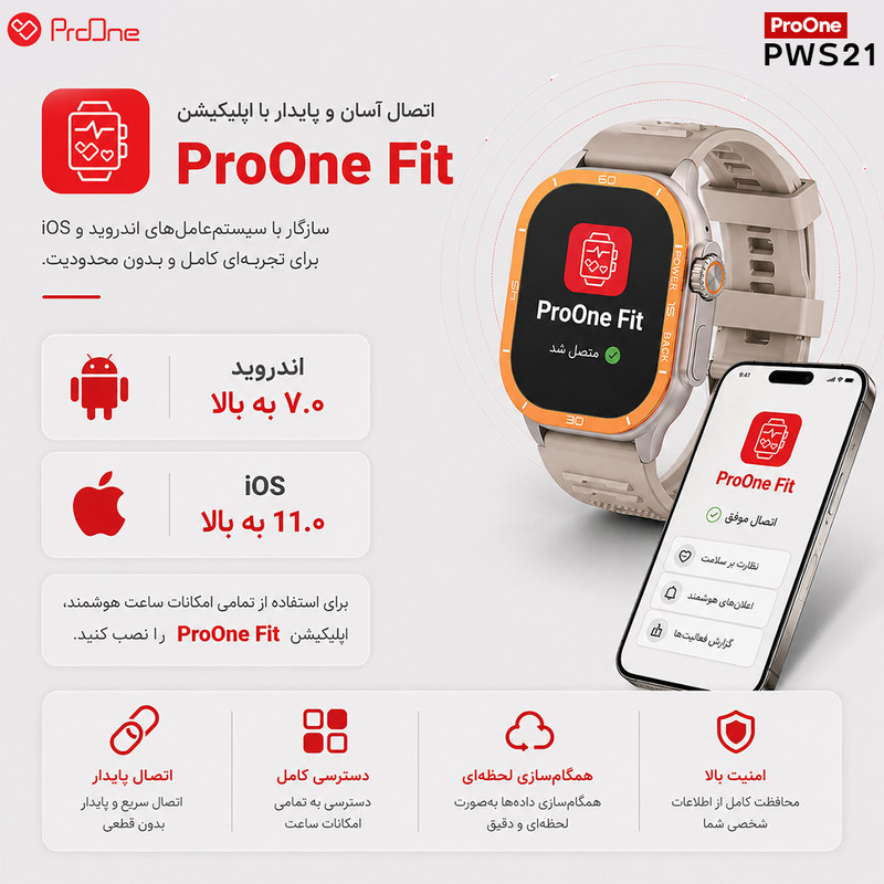 ساعت هوشمند 49 میلیمتری پرووان مدل VioraPWS21 با بند سیلیکونی