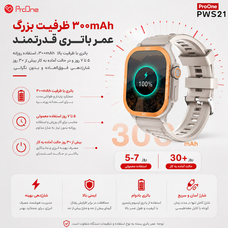 ساعت هوشمند 49 میلیمتری پرووان مدل VioraPWS21 با بند سیلیکونی