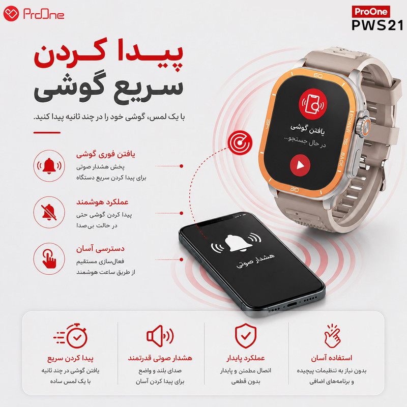 ساعت هوشمند 49 میلیمتری پرووان مدل VioraPWS21 با بند سیلیکونی