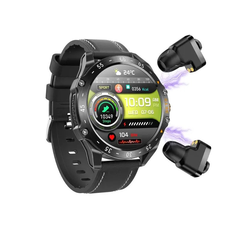 ساعت هوشمند پرودو مدل APY BEST HYPE SMART 1008 دارای قابلیت های صفحه نمایش رنگی، صفحه نمایش لمسی، کنترل موسیقی (Music Player)، قابلیت مکالمه از طریق بلوتوث بند چرم مصنوعی
