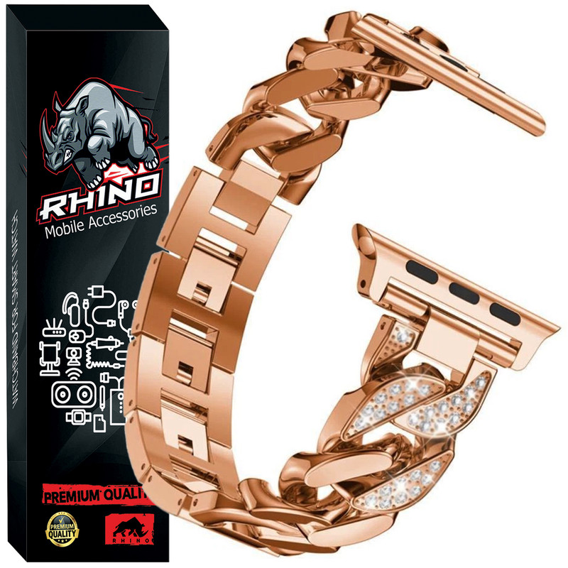 بند ساعت راینو مدل Diamond Cartir مناسب برای ساعت هوشمند ورنا W45 Max / W49 Ultra / T45 Pro Max 49mm