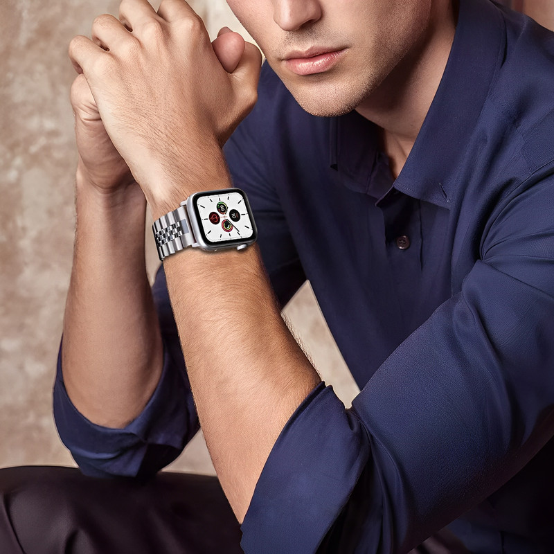 بند گوف مدل 5Bead Rolex مناسب برای اپل واچ سری 10 سایز 46 میلی متری