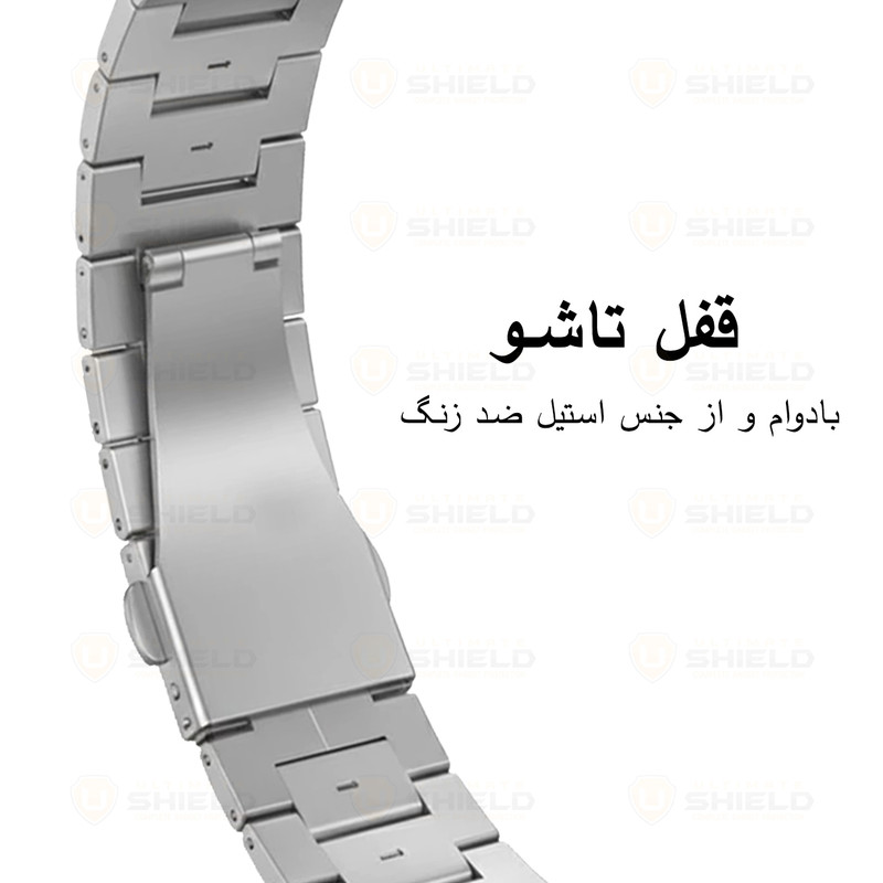 بند آلتیمیت شیلد مدل Santos Lux مناسب برای اپل واچ 42/44/45 میلی متری سری SE/1/2/3/4/5/6/7/8/9 به همراه کاور