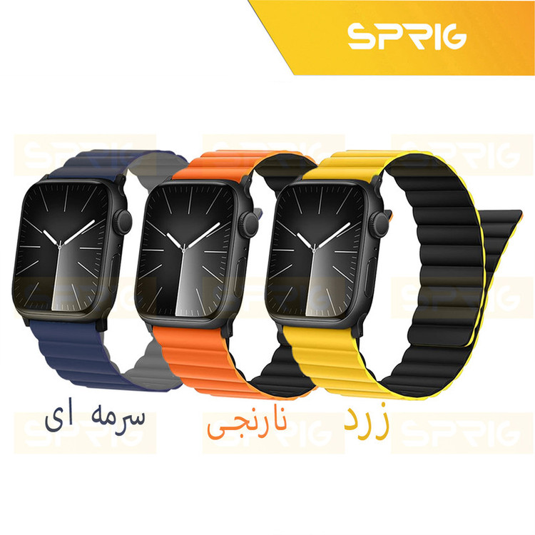بند اسپریگ مدل Silicone Magnetic Link BK مناسب برای اپل واچ 42 / 44 / 45 / 49 میلی متری