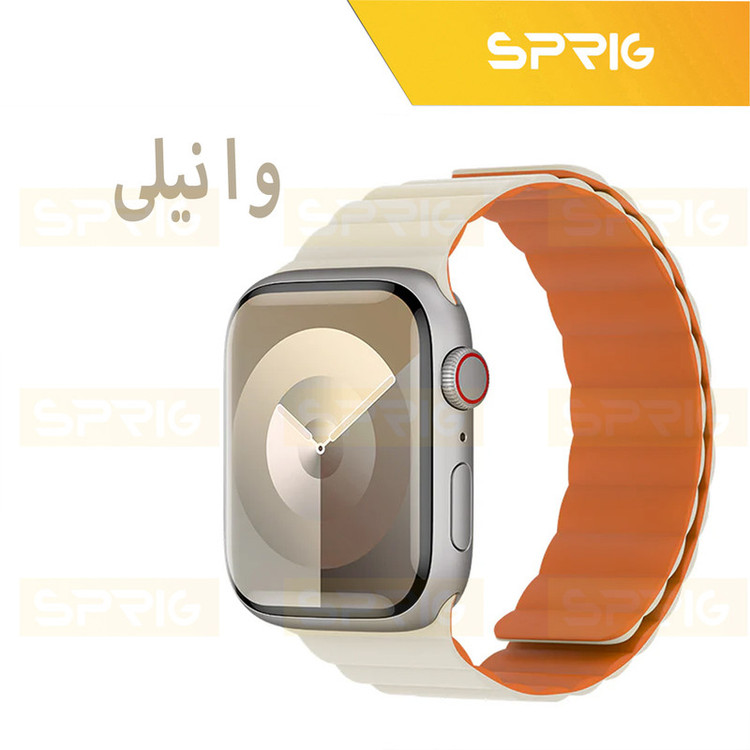 بند اسپریگ مدل Silicone Magnetic Link BK مناسب برای اپل واچ 42 / 44 / 45 / 49 میلی متری