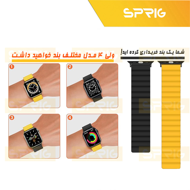 بند اسپریگ مدل Silicone Magnetic Link مناسب برای اپل واچ 42 / 44 / 45 / 49 میلی متری