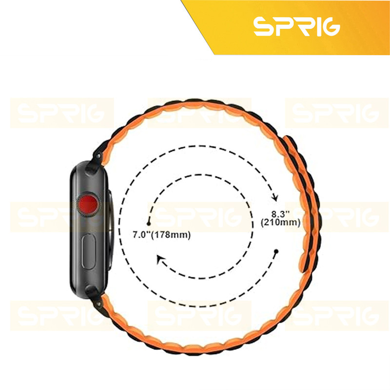 بند اسپریگ مدل Silicone Magnetic Link مناسب برای اپل واچ 42 / 44 / 45 / 49 میلی متری