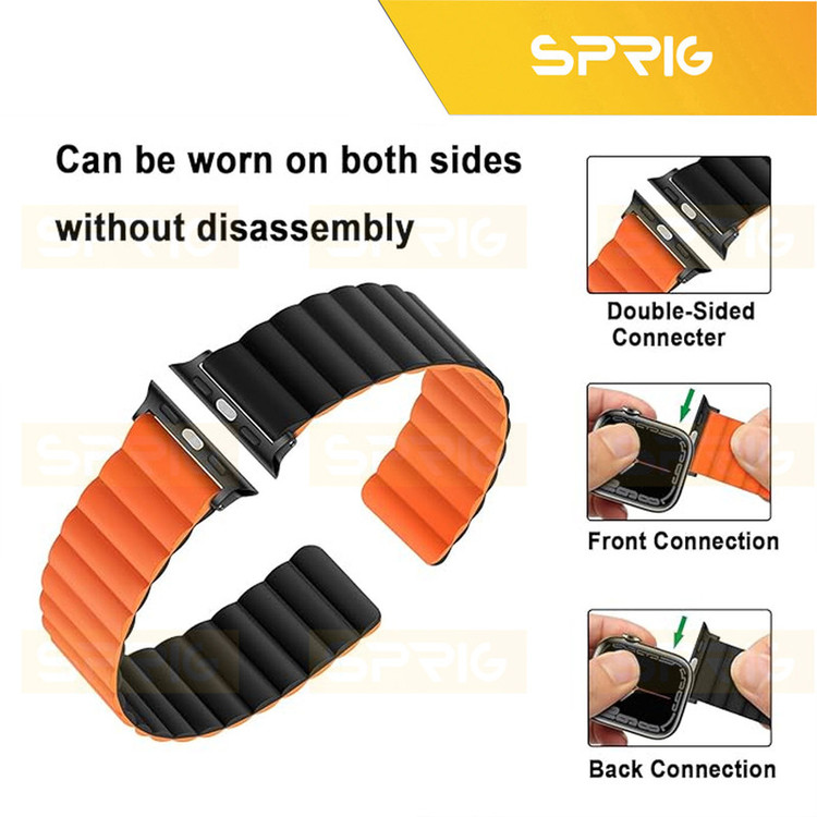 بند اسپریگ مدل Silicone Magnetic Link مناسب برای اپل واچ 42 / 44 / 45 / 49 میلی متری