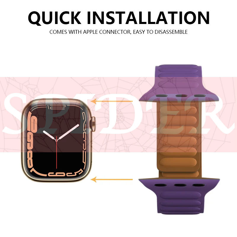 بند اسپایدر مدل Silicon Link Loop Magnetic مناسب برای اپل واچ سری 1/2/3/4/5/6/7/8/9/ SE / ULTRA / ULTRA 2 سایز 42/44/45/49 میلی متری