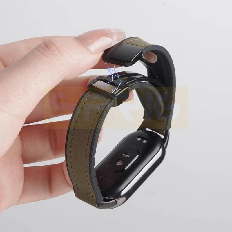 بند اسپریگ مدل Soft leather magnet مناسب برای ساعت هوشمند شیائومی Mi band 8/9 (12mm)