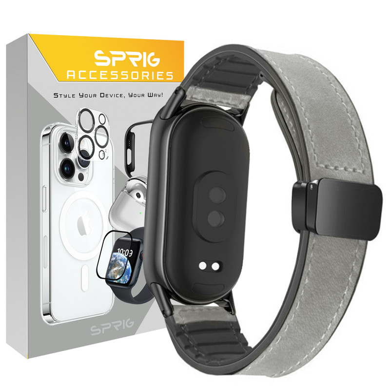 بند اسپریگ مدل Soft leather magnet مناسب برای ساعت هوشمند شیائومی Mi band 8/9 (12mm)