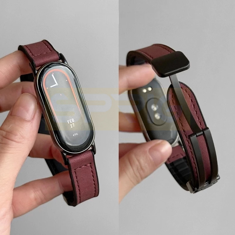 بند اسپریگ مدل Soft leather magnet مناسب برای ساعت هوشمند شیائومی Mi band 8/9/10 12mm