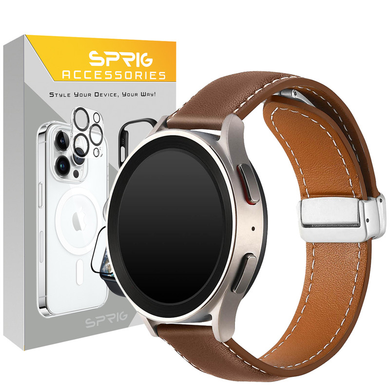 بند اسپریگ مدل Magnetic Leather مناسب برای ساعت هوشمند سامسونگ Galaxy Watch 4/5/6/7/FE سایز 40/43/44/46/47 میلی متری