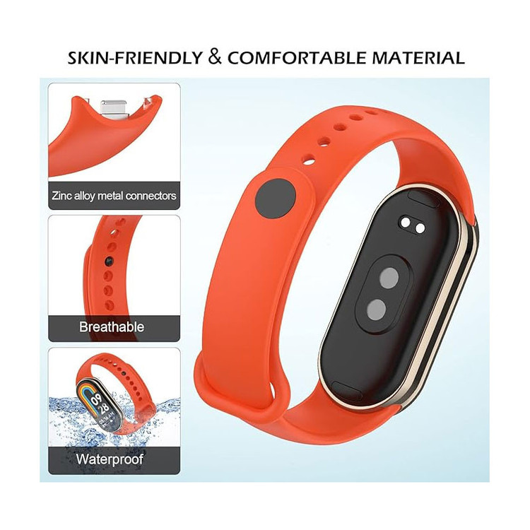 بند مسیر مدل Silicone Metal Belt مناسب برای ساعت هوشمند شیائومی Mi Band 9