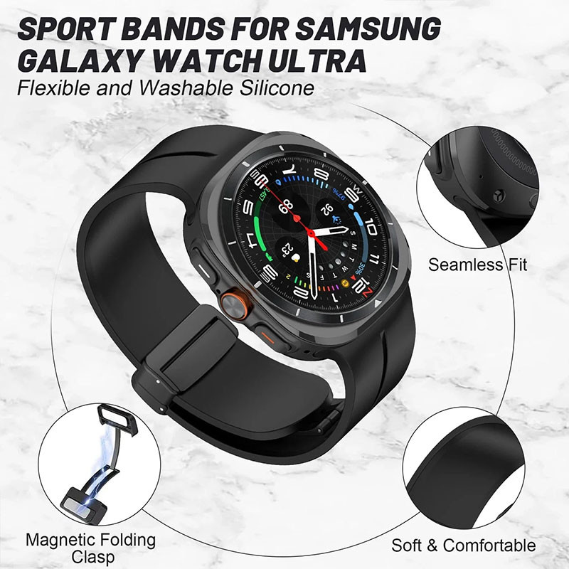 بند مسیر مدل Siliconix Magnetic مناسب برای ساعت هوشمند سامسونگ Galaxy Watch Ultra 47mm