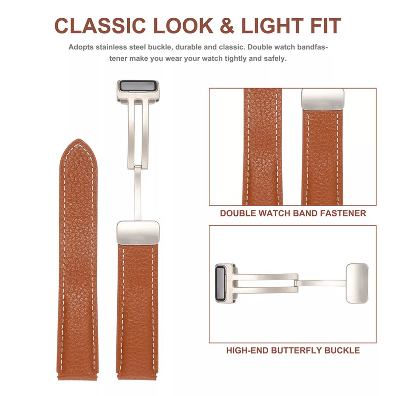 بند گلستیک مدل Mag Leather GL TW مناسب برای ساعت هوشمند گلوریمی سایز 22 میلی متری GX SPORT / GX Race
