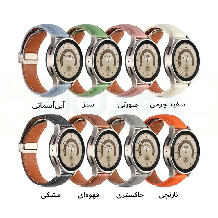 بند ساعت آکوآرا مدل Magnetic Leather AK مناسب برای ساعت هوشمند میبرو لایت 2 / لایت 3 / لایت 3 پرو سایز 22mm