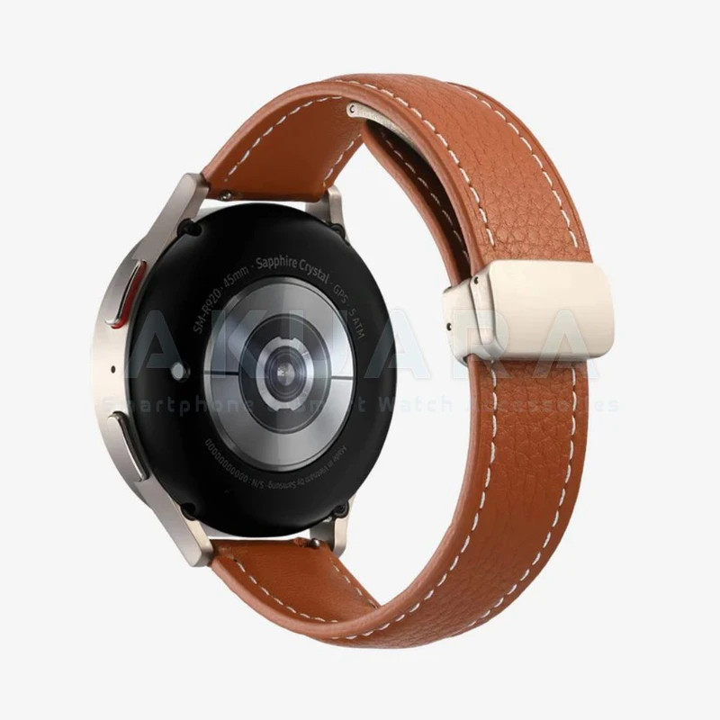 بند ساعت آکوآرا مدل Magnetic Leather AK مناسب برای ساعت هوشمند میبرو لایت 2 / لایت 3 / لایت 3 پرو سایز 22mm