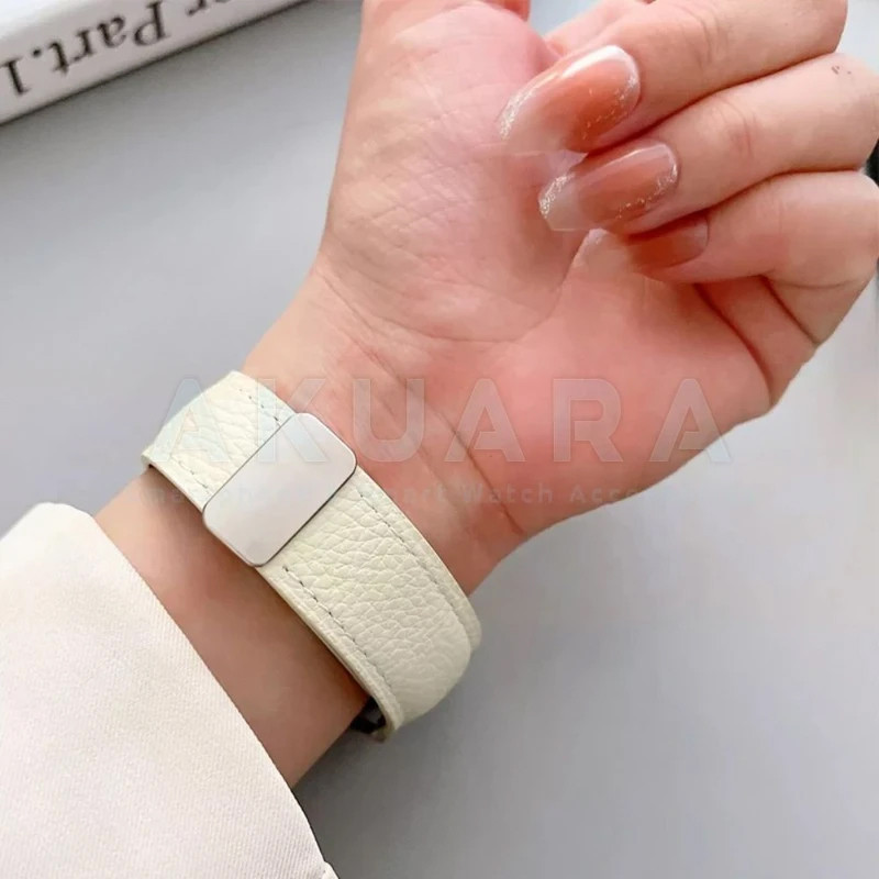 بند ساعت آکوآرا مدل Magnetic Leather AK مناسب برای ساعت هوشمند میبرو لایت 2 / لایت 3 / لایت 3 پرو سایز 22mm