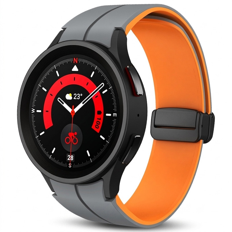 بند اسپریگ مدل Silicone MAG ORG DualC مناسب برای ساعت هوشمند سامسونگ Galaxy Watch 4 40mm/4 44mm/5 40mm/5 44mm/6 40mm/6 44mm/7 40mm/7 44mm