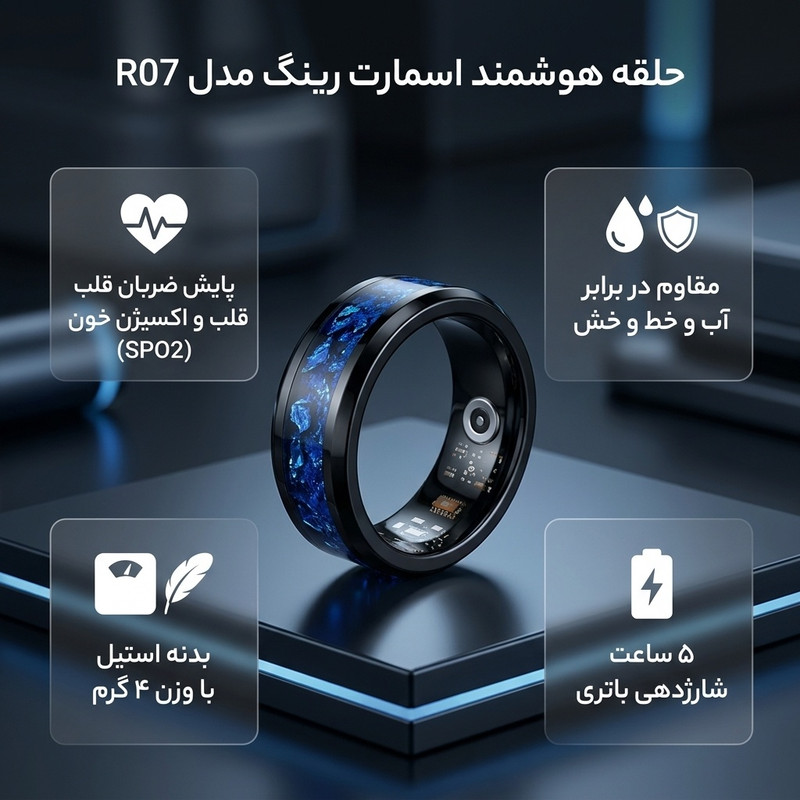 حلقه هوشمند اسمارت رینگ مدل R07 رنگ آبی