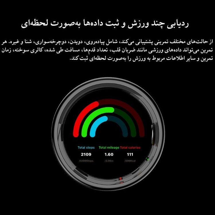 حلقه هوشمند اسمارت رینگ مدل Q4 رنگ خاکستری تیره