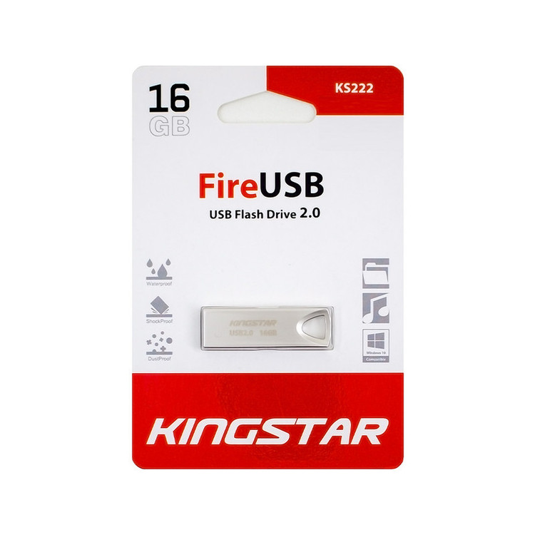 فلش مموری کینگ استار مدل KS222 ظرفیت 16 گیگابایت با رابط USB 2.0، بدنه فلزی مقاوم در برابر آب، شوک، لرزش و گرد و غبار