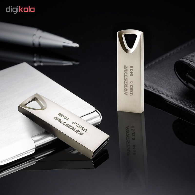 فلش مموری کینگ استار مدل KS222 ظرفیت 16 گیگابایت با درگاه USB 2.0، سرعت نوشتن 25 و خواندن 10 مگابایت بر ثانیه، مقاوم در برابر آب، ضربه و گردوغبار، بدنه فلزی و سازگار با ویندوز، مک و لینوکس