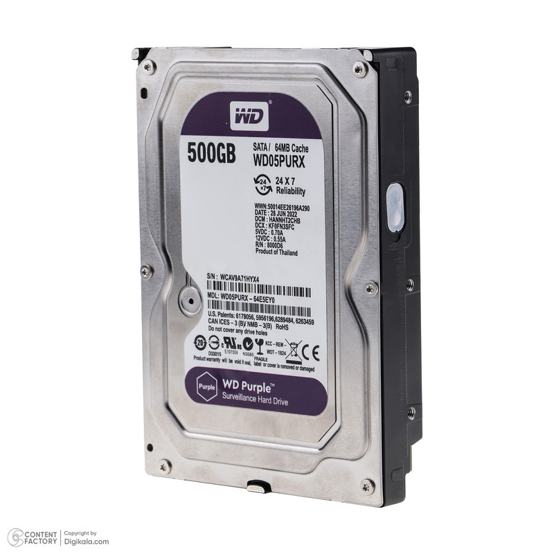 هارد دیسک اینترنال وسترن دیجیتال مدل WD05PURX ظرفیت 500 گیگابایت