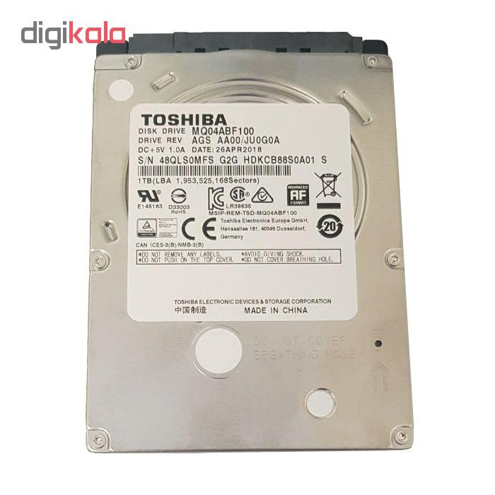 هارد دیسک اینترنال توشیبا مدل MQ04ABF100 ظرفیت 1 ترابایت با کش 128 مگابایت